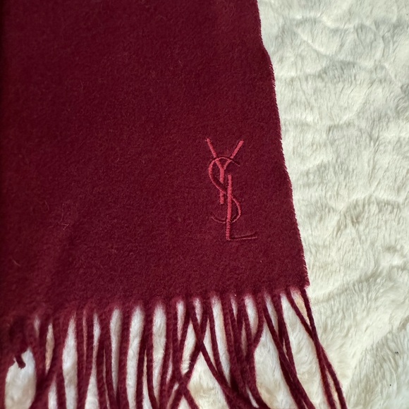 YSL BURGUNDY WINE SCARF 12 x 70. Wool and cashmere. - Picture 6 of 10